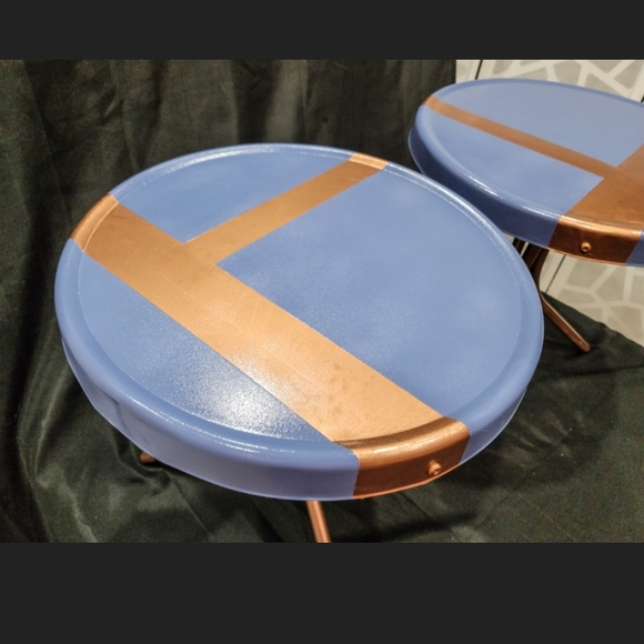 2 Painted Side Tables, Indoor/Outdoor, Patio, MCM - Mid Century Modern - Picture 4 of 9